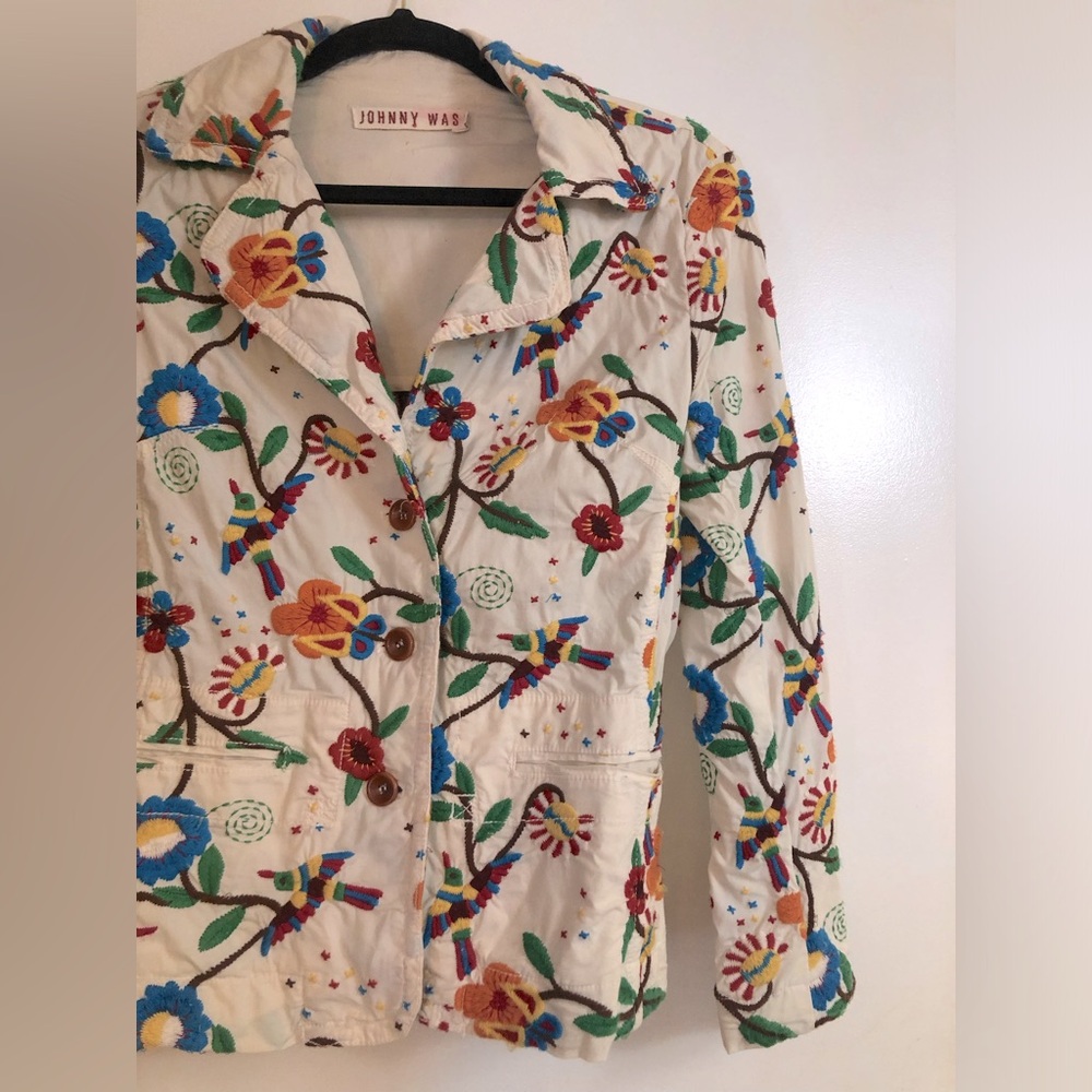Johnny Was Embroidered Floral Beautiful Blazer - Picture 4 of 5